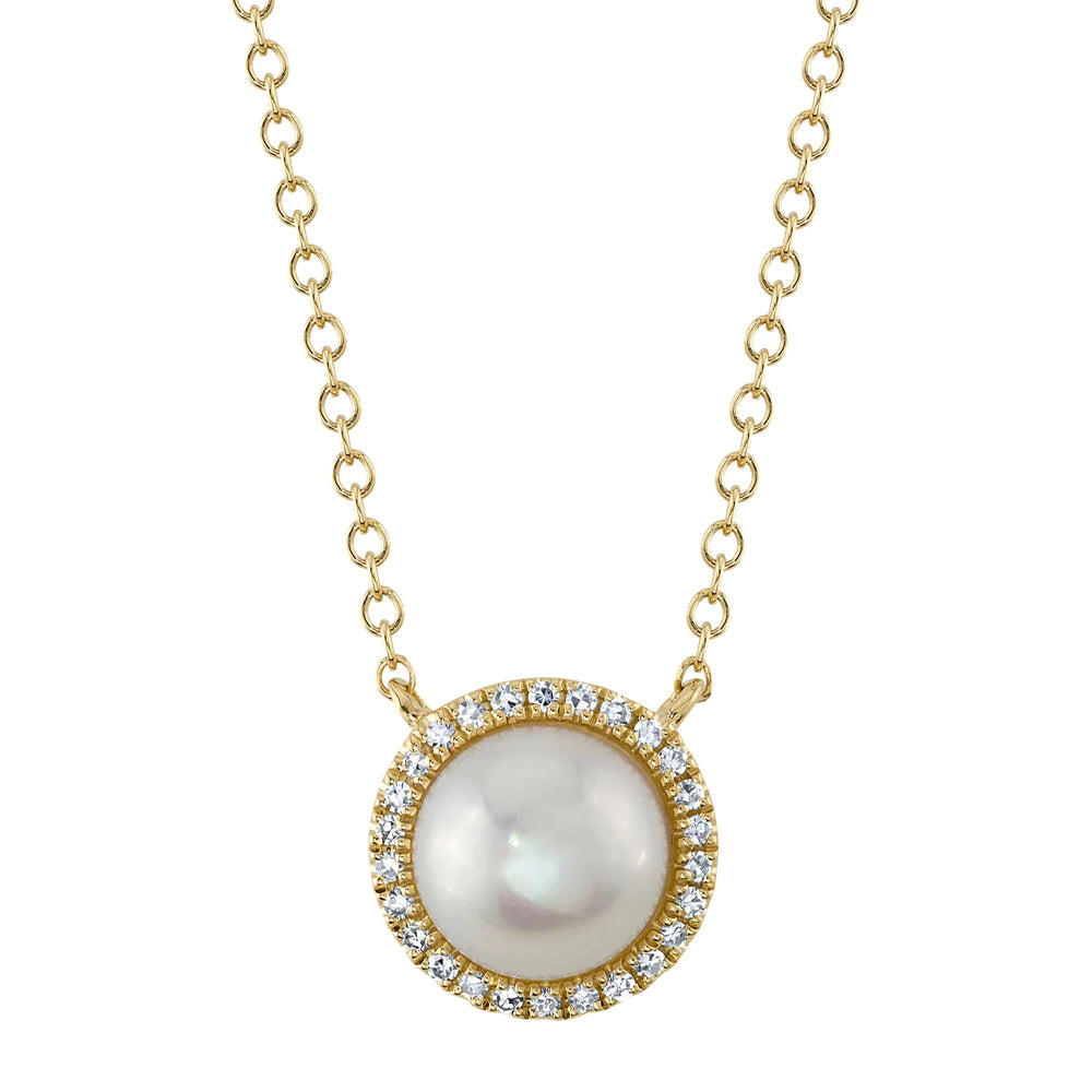 Yellow gold on sale pearl necklaces