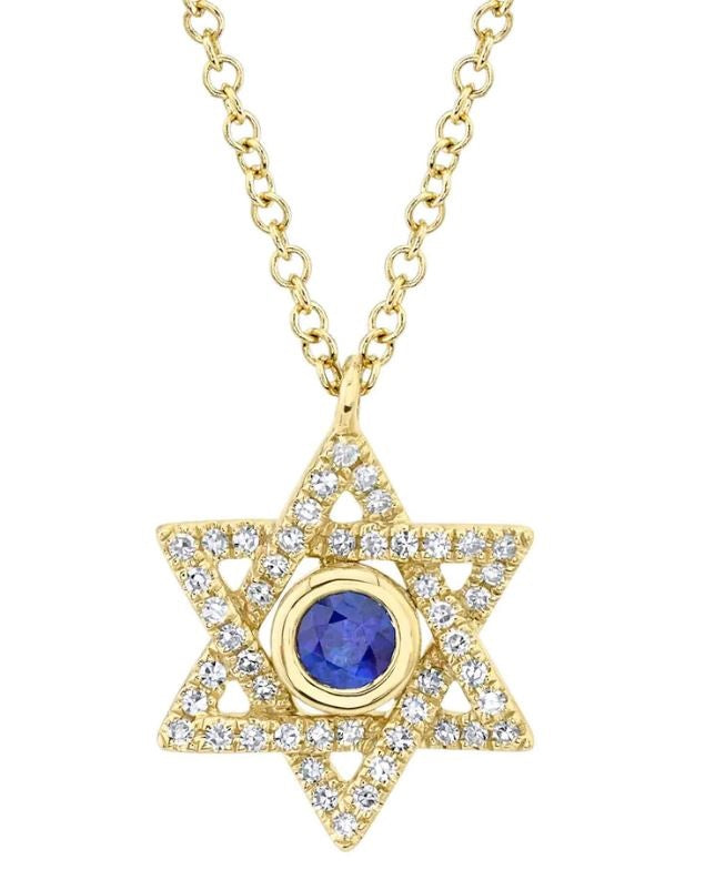 14k Yellow Gold Star of David Necklace