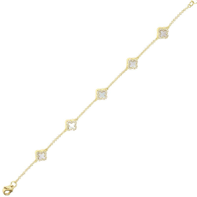 Clover Diamond Bracelet 14K Solid Gold Bracelet Clover Good 