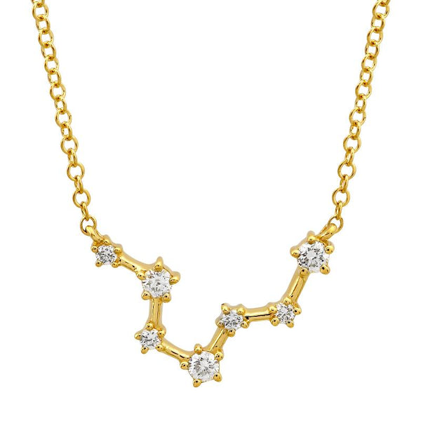 14k Yellow Gold Diamond Constellation Necklace: Pisces (Small)