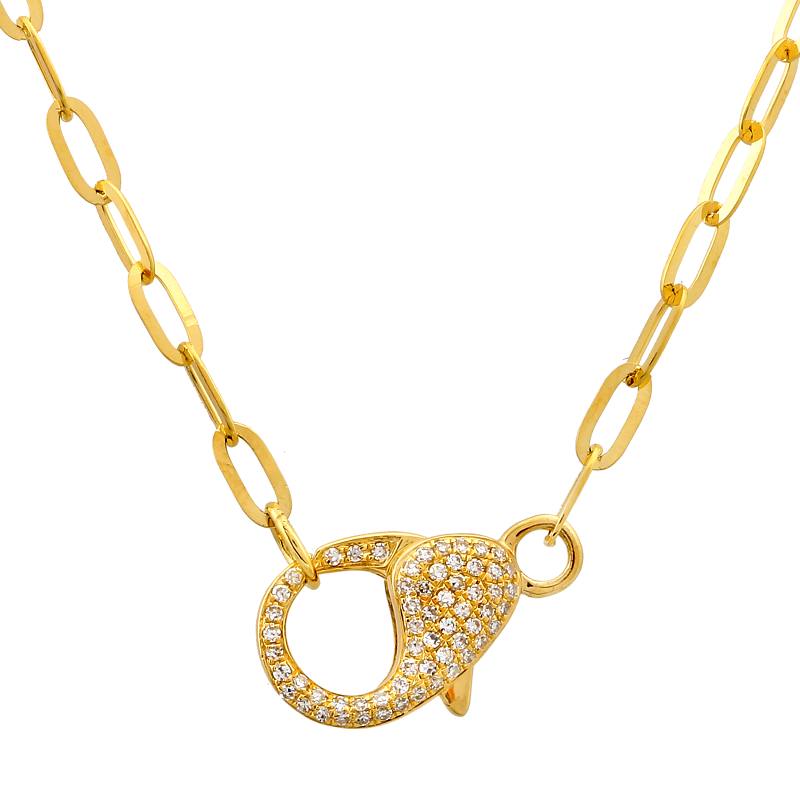 14K Yellow Gold Diamond Lobster Double Clasp Necklace