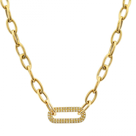 14k Yellow Gold Diamond Paperclip Link Necklace