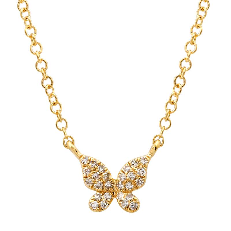 14K Yellow Gold Diamond Petite Butterfly Necklace Maurice s Jewelers