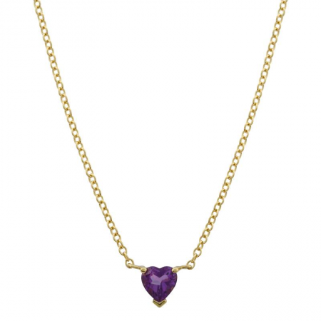 14k Yellow Gold Amethyst Heart Shape Necklace