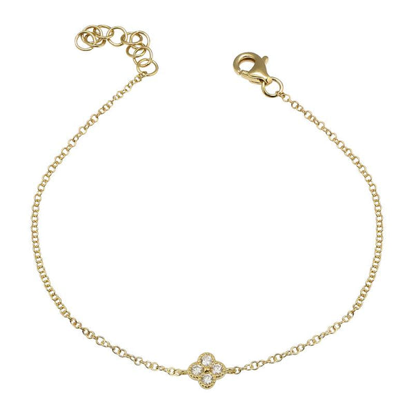 14K Rose Gold Diamond Clover Bracelet