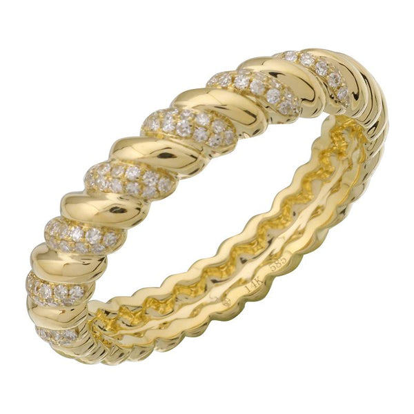 14k Yellow Gold Diamond Rope Ring