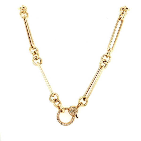 14k Yellow Gold Chain with Diamond Lobster Clasp Necklace