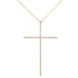 14K White Gold Extra Large Diamond Cross Necklace