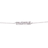 14K White Gold Diamond "Mama" Script Bracelet