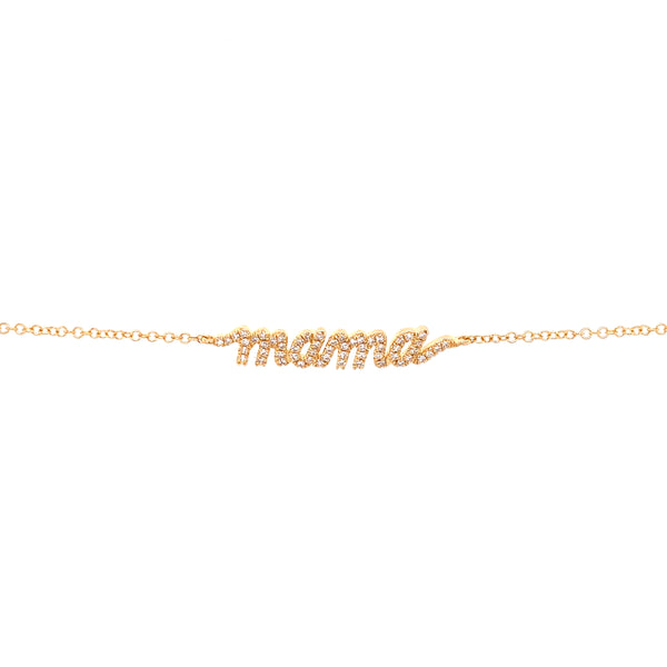 14K Yellow Gold Diamond "Mama" Script Bracelet