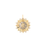 14K Yellow Gold Diamond + Mother of Pearl Compass Pendant