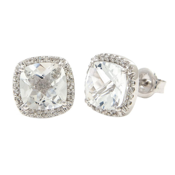 14k White Diamond & White Topaz Earrings