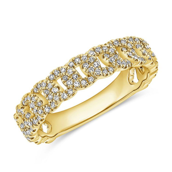 14K Yellow Gold Diamond Curb Link Ring