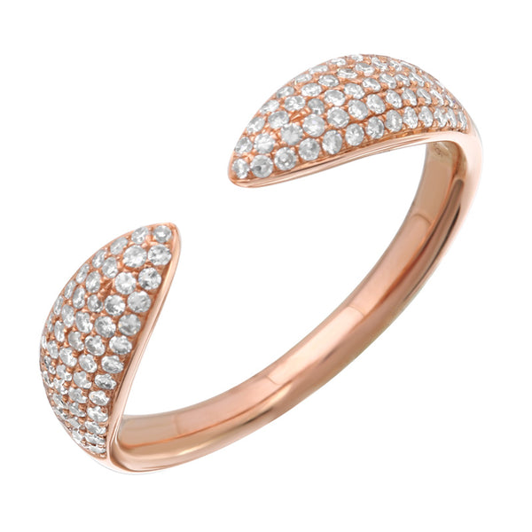 14k Rose Diamond Pave Open Claw Ring