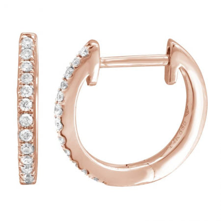 14K White Gold 13mm Diamond Hoop Earrings
