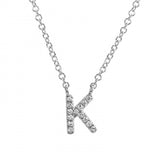 14K White Gold Diamond Initial Necklace