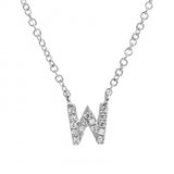 14K White Gold Diamond Initial Necklace