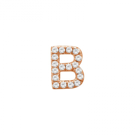 14K Rose Gold Mini Diamond Initial Earrings