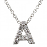 14K White Gold Diamond Small Initial Necklace