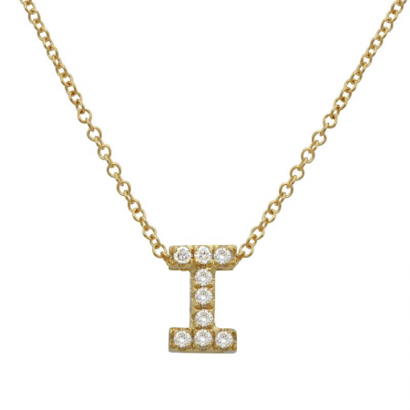 14K Yellow Gold Diamond Small Initial Necklace