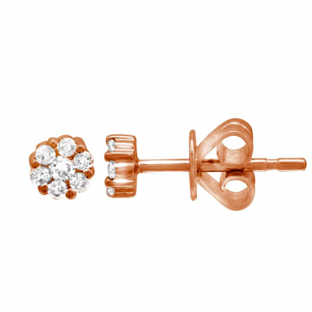 14K Rose Gold Diamond Mini Flower Cluster Earrings