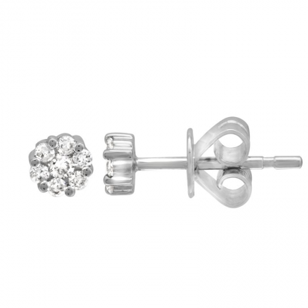 14K Rose Gold Diamond Mini Flower Cluster Earrings