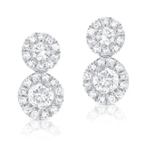 14K White Diamond Double Halo Earrings