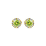 14K Yellow Gold Diamond and Lemon Quartz Stud Earrings