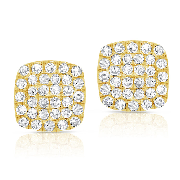 14K Yellow Gold Diamond Cushion Shape Earrings