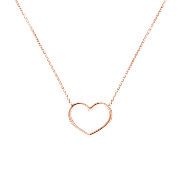 14K Rose Gold Open Wire Heart Necklace