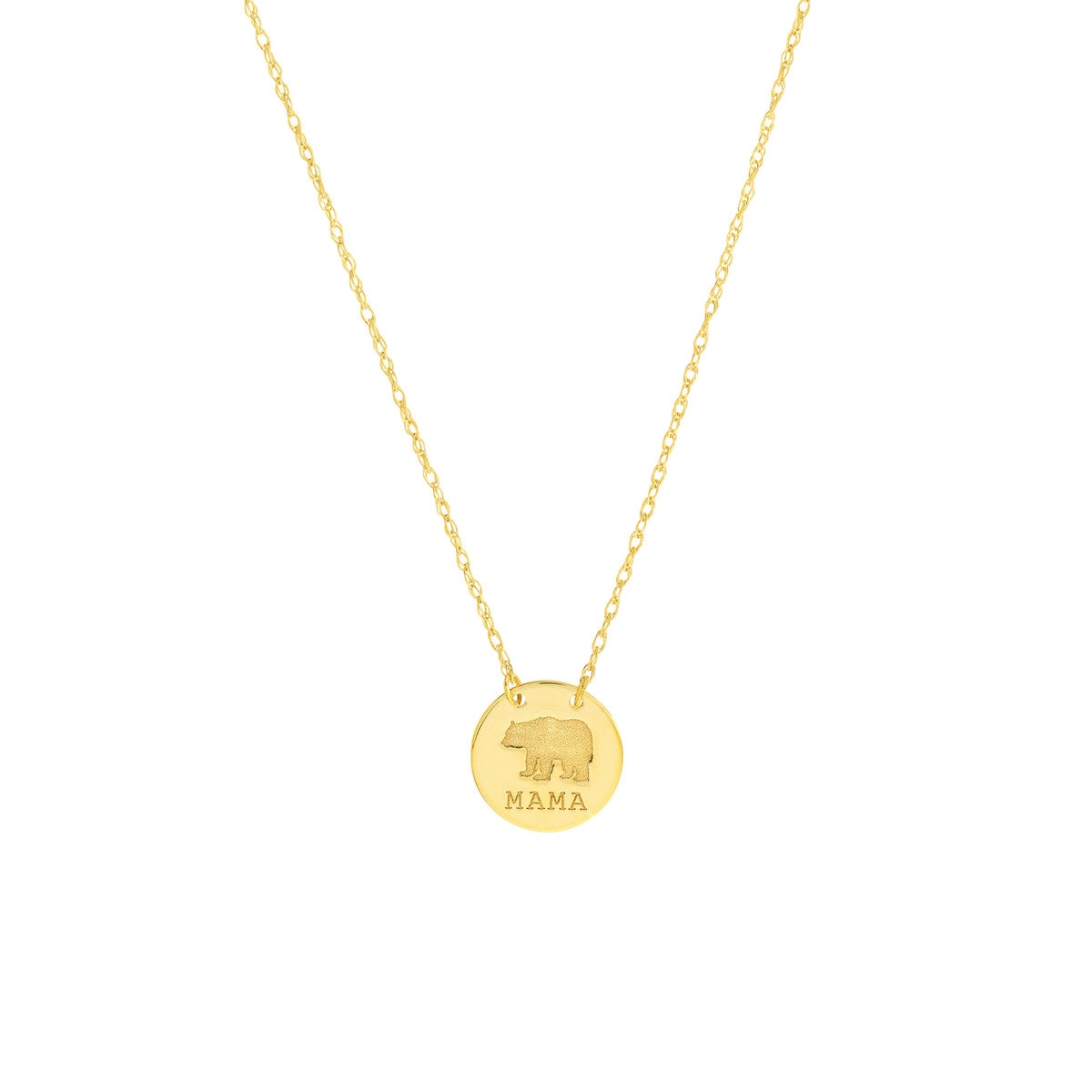 14K Yellow Gold Mama Bear Mini Disc Necklace Maurice s Jewelers