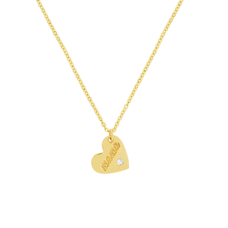 14K Yellow Gold "Mama" Heart Necklace