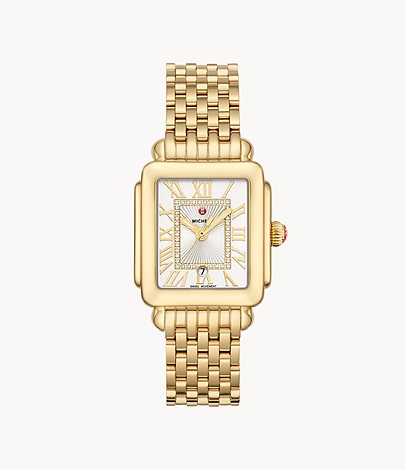 Michele Deco Madison Mid 18K Gold Diamond Dial Watch