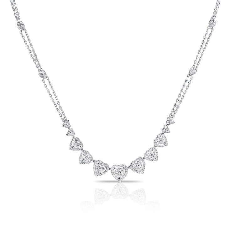 14K White Gold Fancy Diamond Heart Necklace
