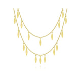 14K Yellow Gold Double Row Dangle Necklace