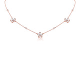 14K Rose Gold Diamond Tri-Flower Station Necklace