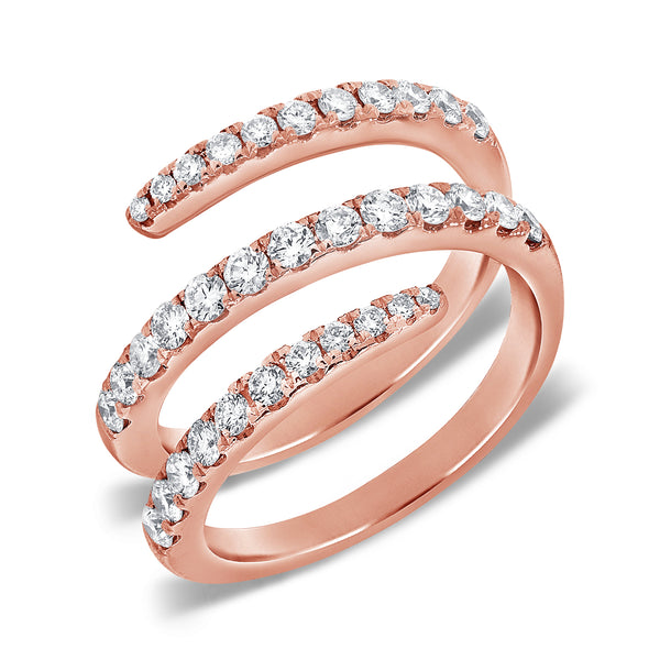 14K Rose Gold Diamond Swirl Ring