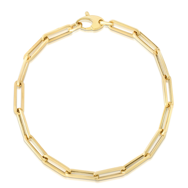 14k Yellow Gold 4.2mm Polished Paperclip Chain Bracelet