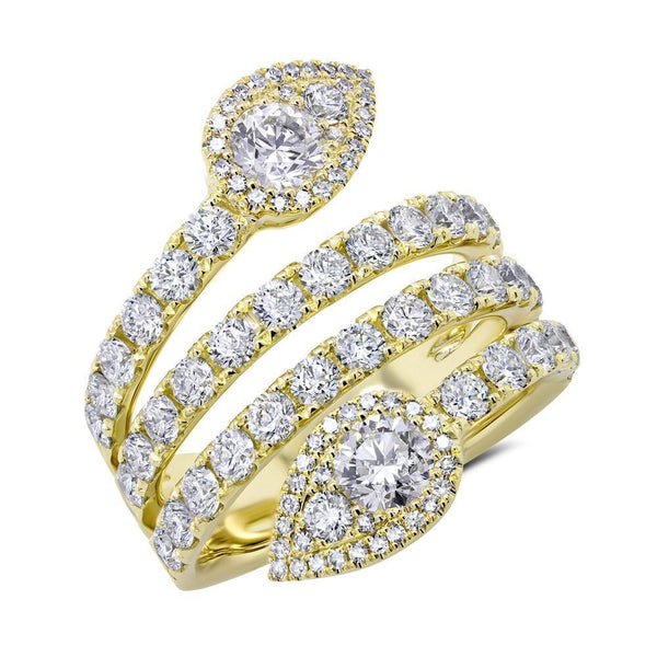 14K Yellow Gold Diamond Wrap Pear Shape Ring