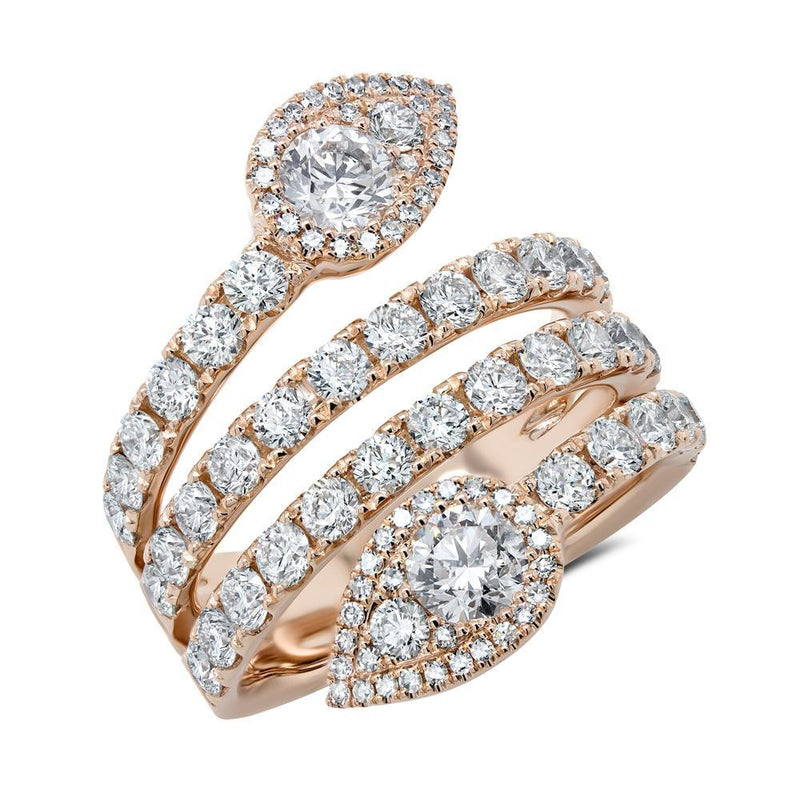 14K Rose Gold Diamond Wrap Pear Shape Ring