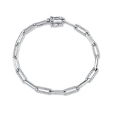 14K White Diamond Paper Clip Link Bracelet