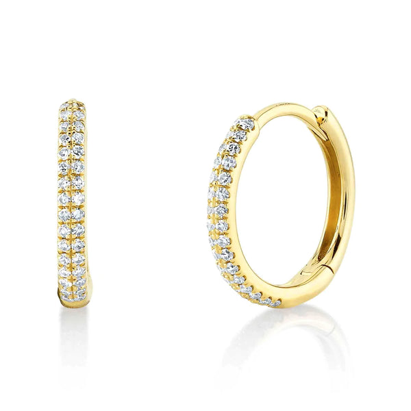 14K Yellow Gold Diamond Double Row Earrings