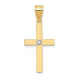 14K Yellow Gold Diamond Small Cross Pendant