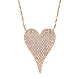 14K White Gold Pave Heart Necklace (Jumbo)