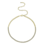 14K Rose Gold Halo Diamond Choker Tennis Necklace