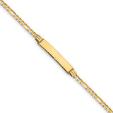 14K Yellow Gold 6" Figaro Link Child ID Bracelet