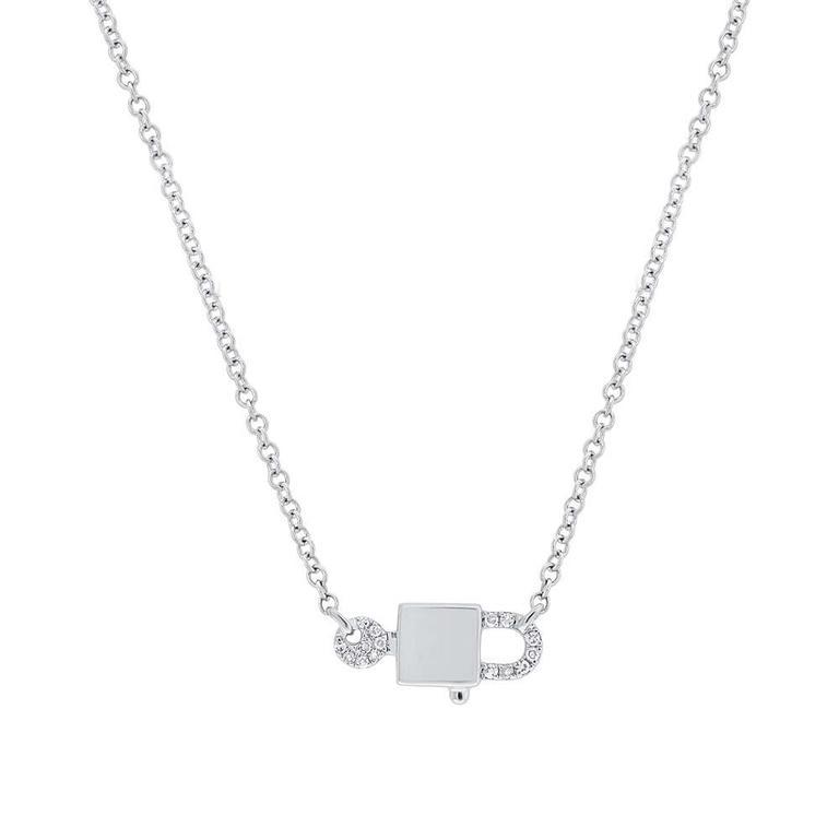 14k Gold and Diamond Lock and Key Necklace