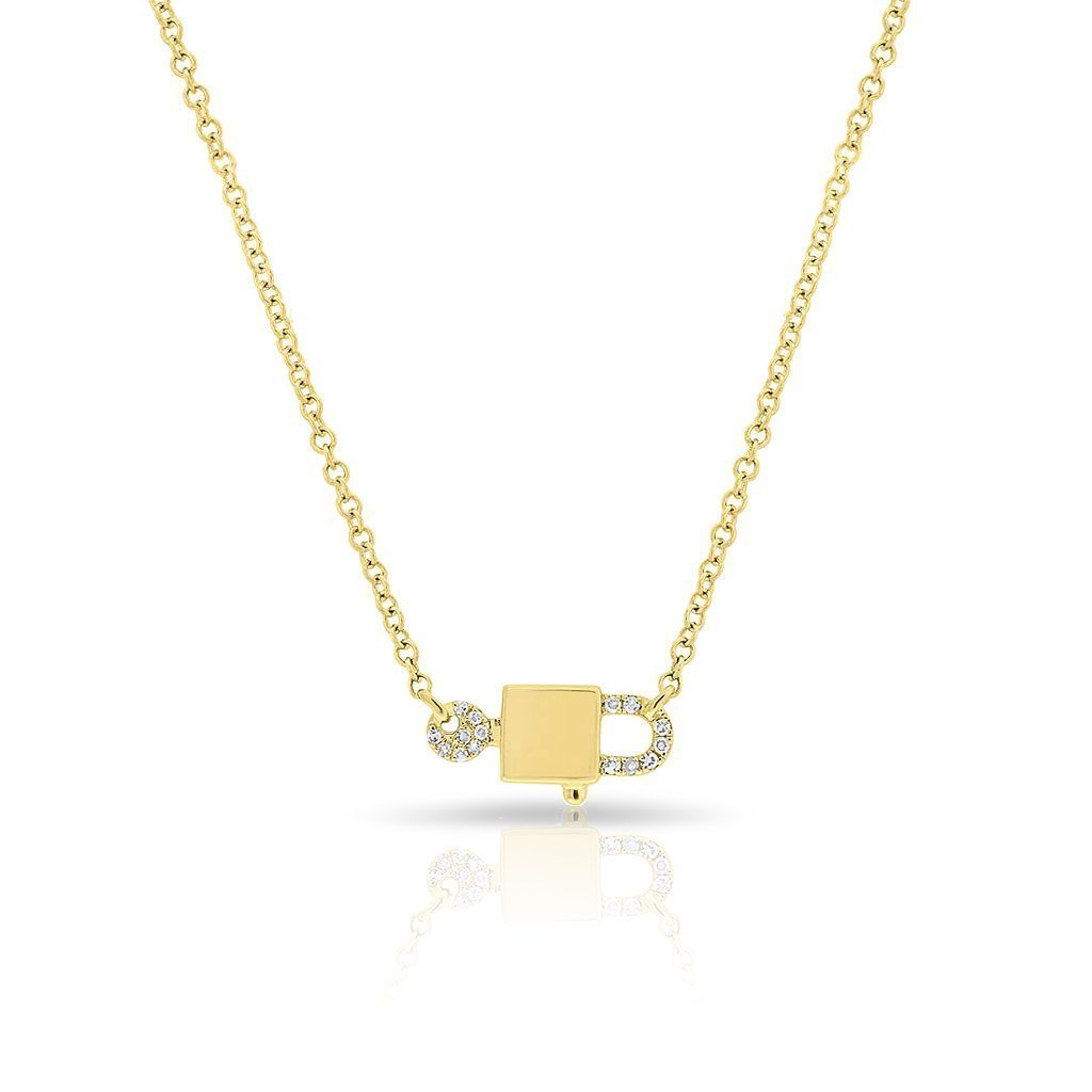 14K Yellow Gold Diamond Lock & Key Necklace