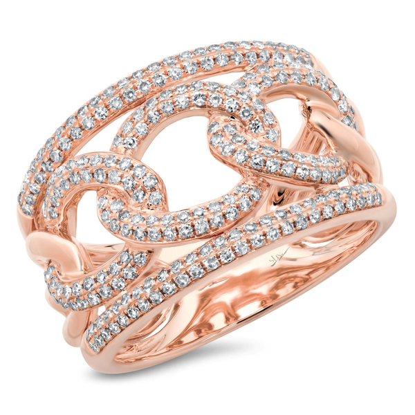 14K Rose Gold Pave Diamond Link Ring