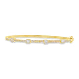 14K Yellow Gold Round and Baguette Diamond Bangle